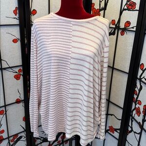 #6. Lane Bryant Pink and Cream Striped Tee 22/24. 2x